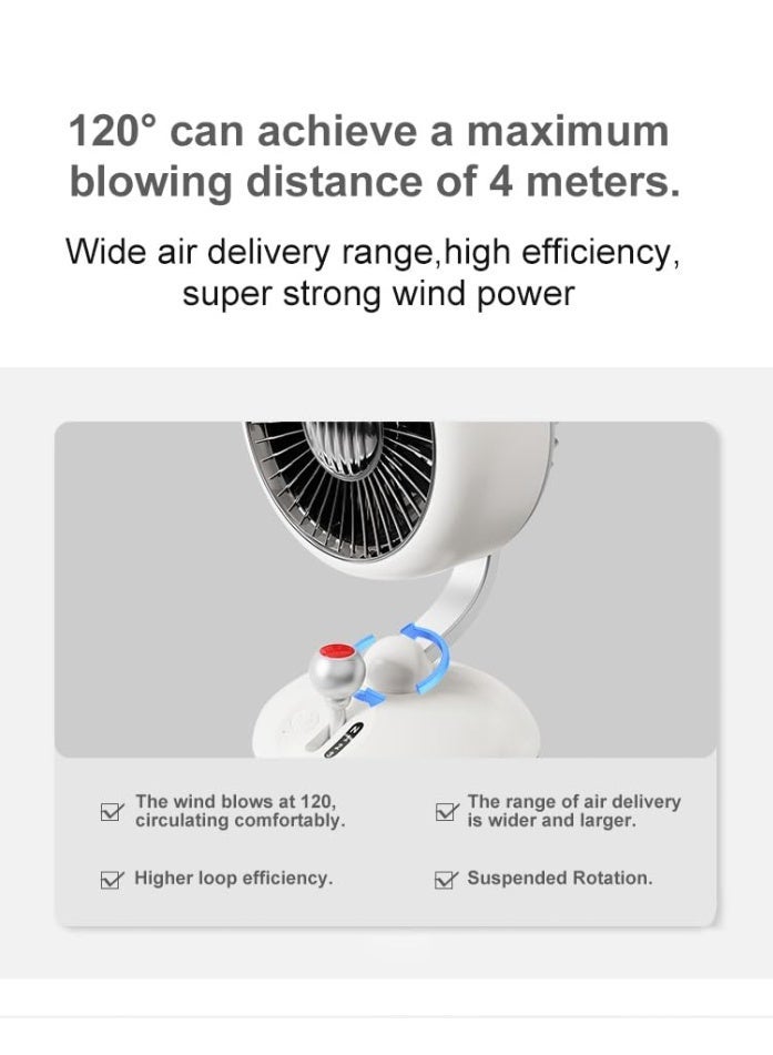 jocelee 9.5 Inch Table Fan Portable 3-Speed Wind Control Desk Fan with LED Light Sturdy Base Adjustable Swivel 120° Suitable for Bedroom Home Office Desktop Travel Great Gift Ideas Rechargeable Small Fan with 4000mAh Battery - Image 4